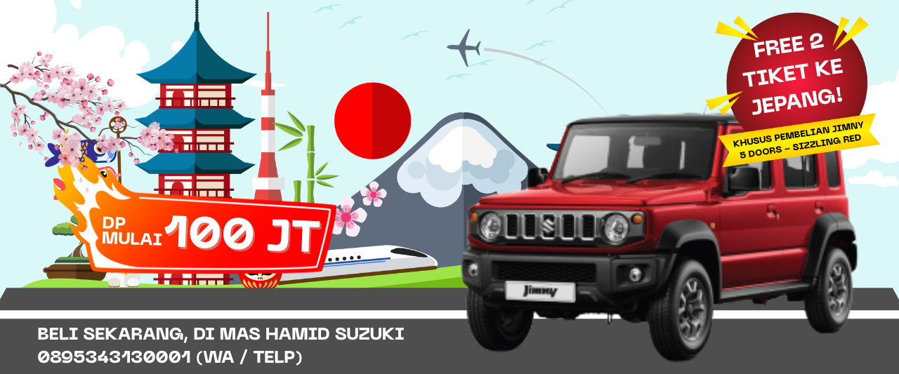 Suzuki Jimny 5 Doors warna Sizzling Red dapat 2 Tiket ke Jepang